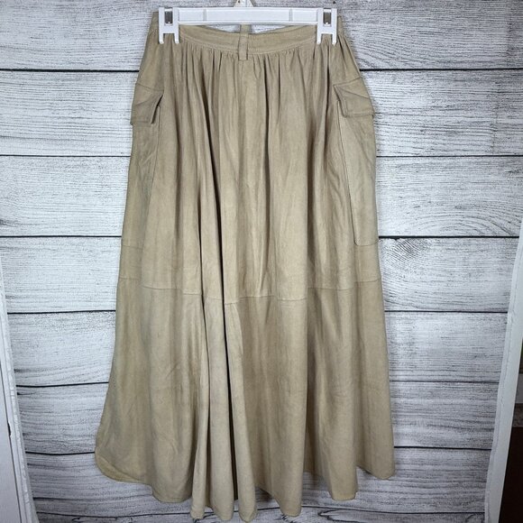 Vintage Dsquared 2 Button Down Natural Suede Maxi Skirt With Pockets Size 40/S - Picture 9 of 14